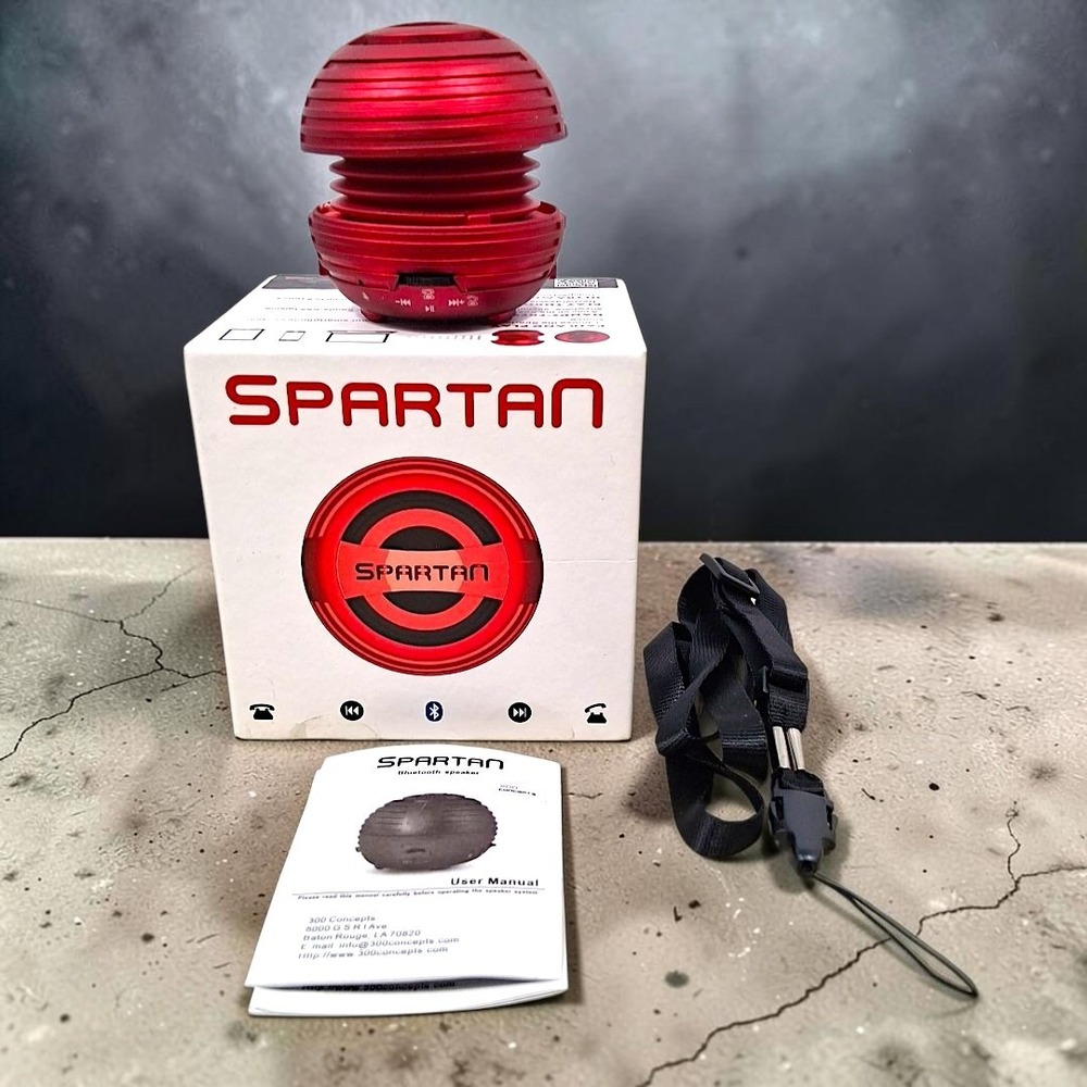 300 Concepts Spartan Bluetooth Speaker Red Portable Mini Expandable Bass w/ Box